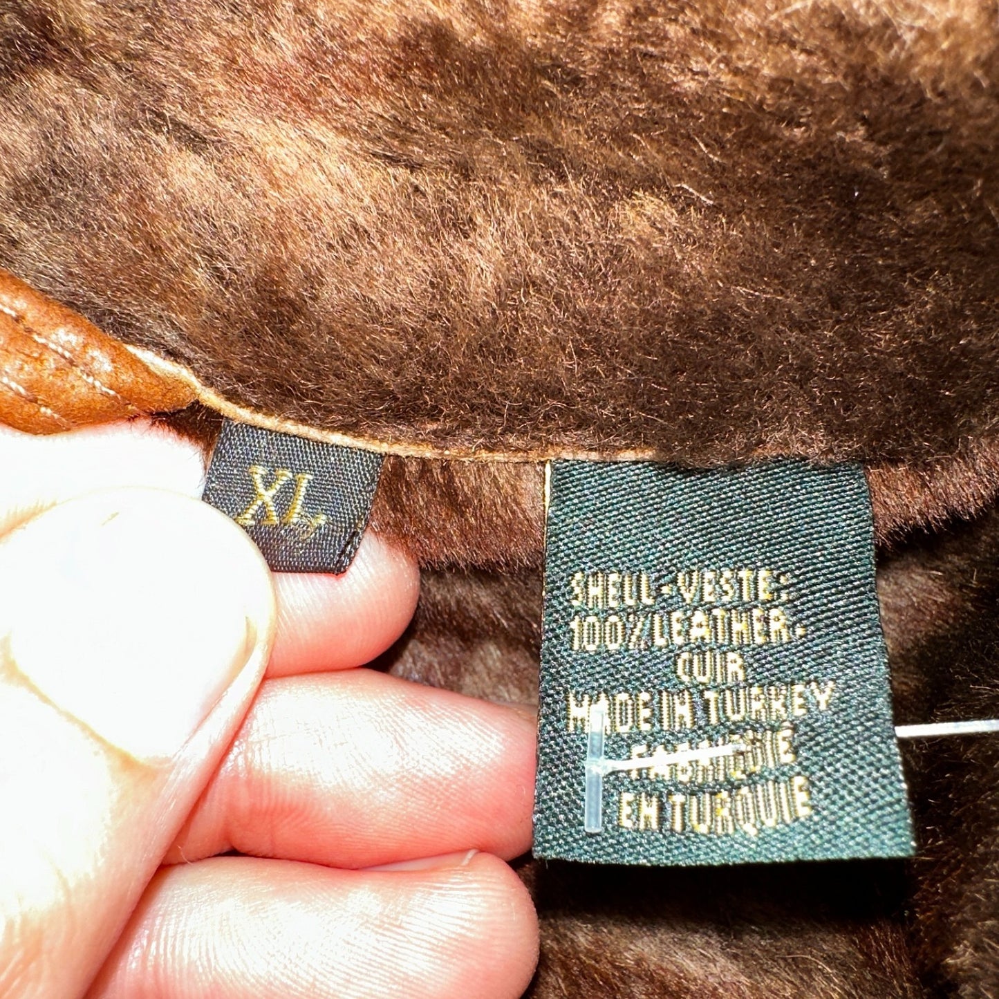 Bobby Jones XL Mens Coat Safari Parka Brown Leather Fur Lined Classy Long