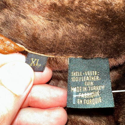 Bobby Jones XL Mens Coat Safari Parka Brown Leather Fur Lined Classy Long