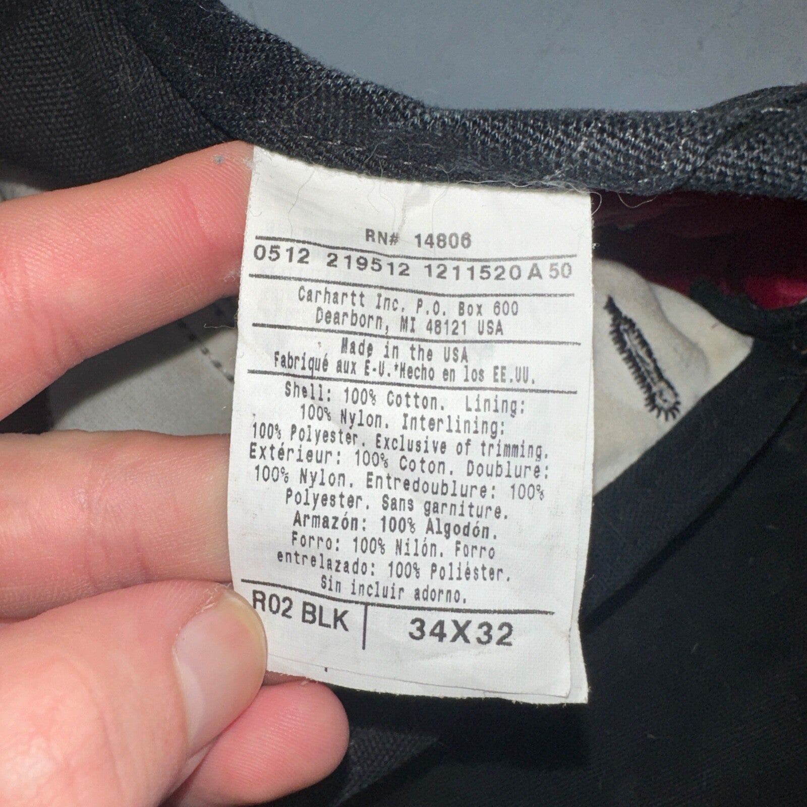 Carhartt Overalls Black Canvas Carpenter Lined R02 BLK USA Made Men’s 34x32