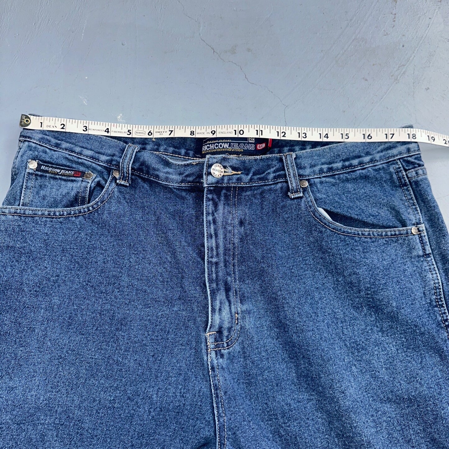 Richcow Jeans Vintage Y2K Carpenter Blue Denim Jeans Mens Size 38x32 Embroidery