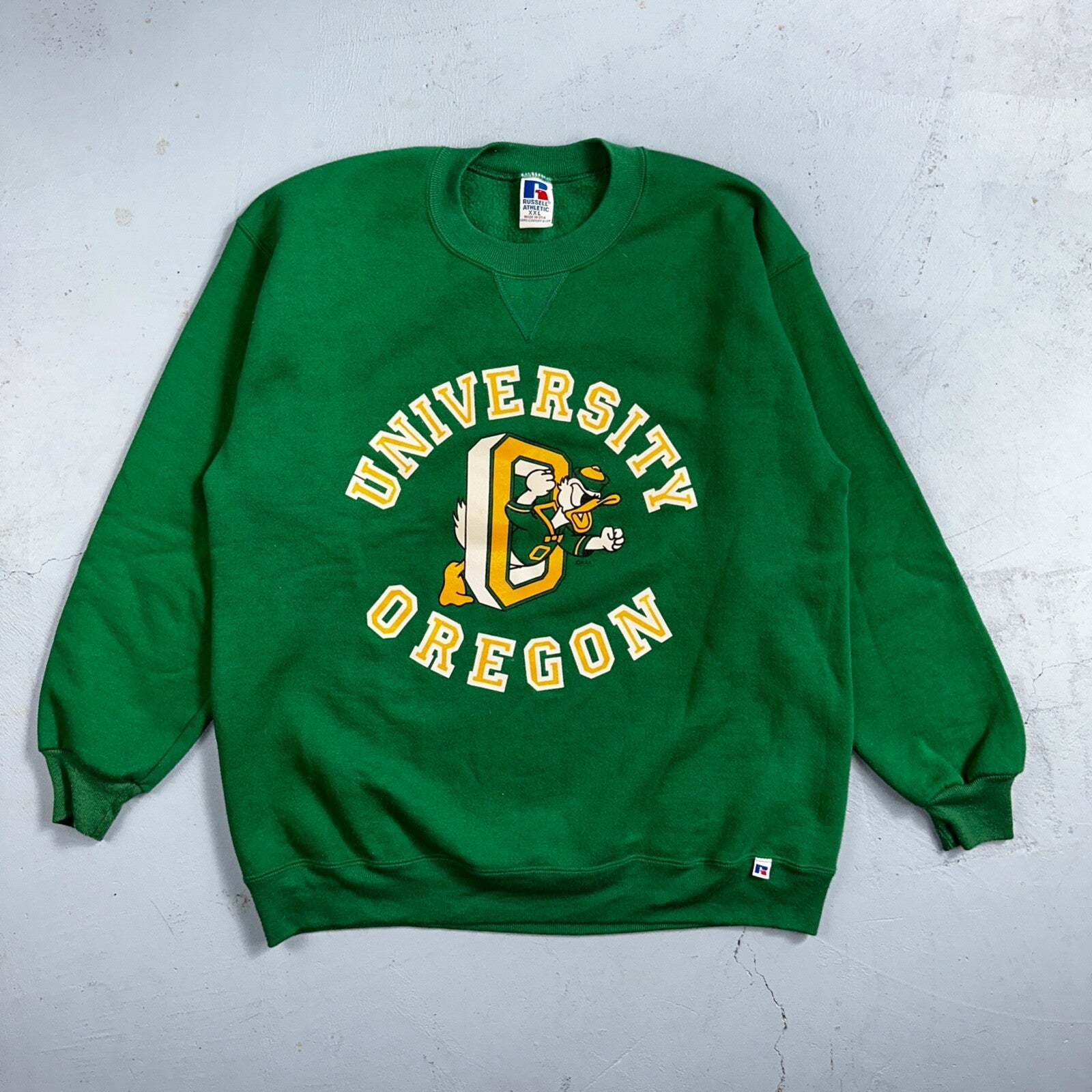 Oregon Ducks Donald Russell Athletic Sweatshirt 2XL VTG Crewneck Green 90s USA