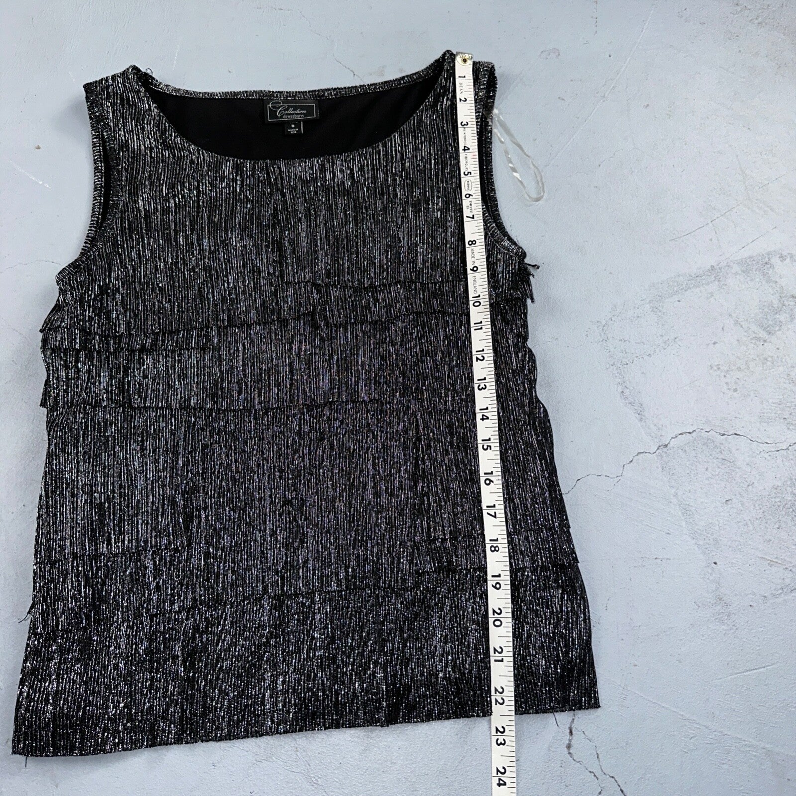 Collection Dressbarn Women's Dress Top 8 Lace Seqins - Black Sleeveless USA VTG