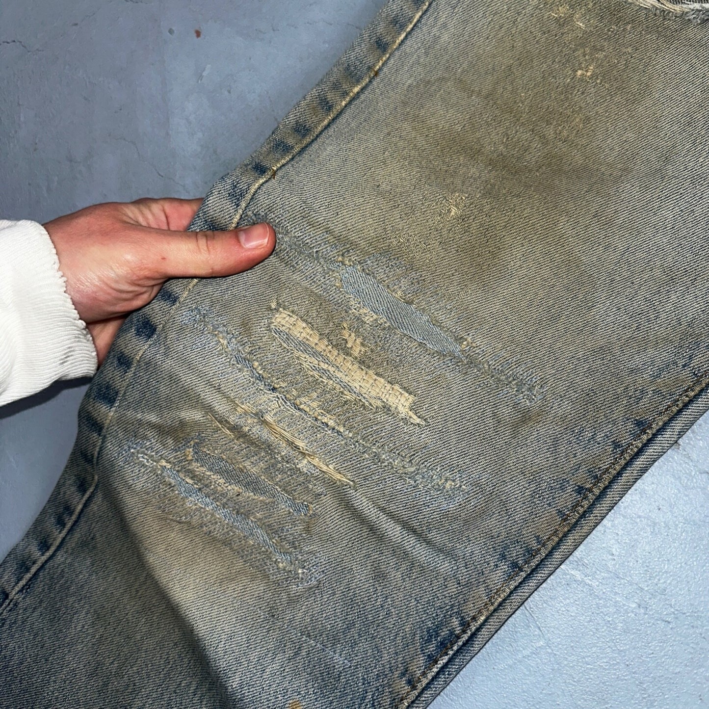 Levis 501 Vintage 80s Redline Selvedge USA XX Jeans Light Wash Thrashed Ac 29x26