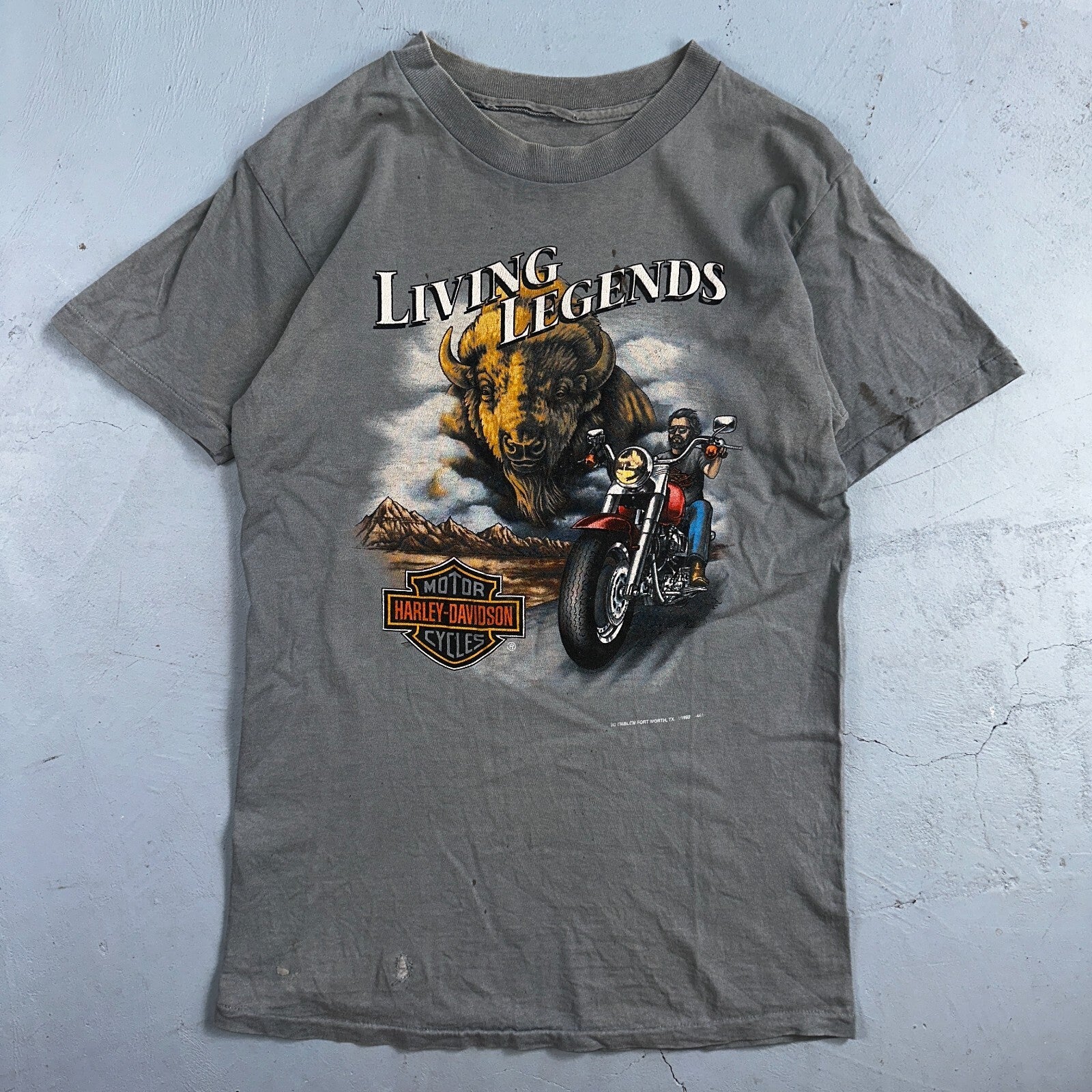 Vintage Harley Davidson 3D Emblem Living Legends Single Stitch Shirt Bison 1992