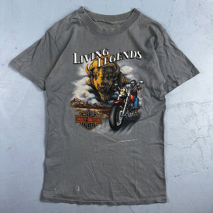 Vintage Harley Davidson 3D Emblem Living Legends Single Stitch Shirt Bison 1992