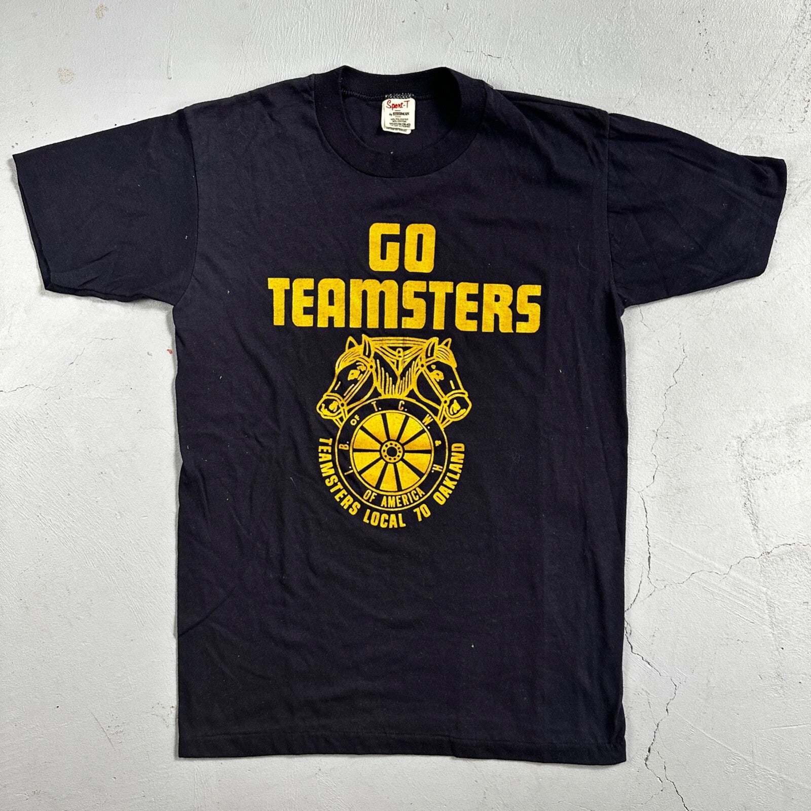 Go Teamsters 70s Navy Stedman VTG T Shirt Horses Animals Oakland Cool Random