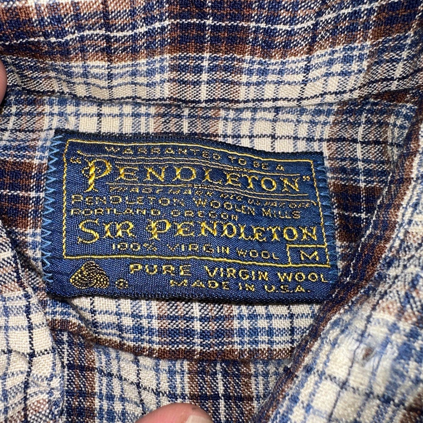 Vintage Pendleton Shirt Mens M Wool Plaid Flannel USA Button 1970s 70s Brown