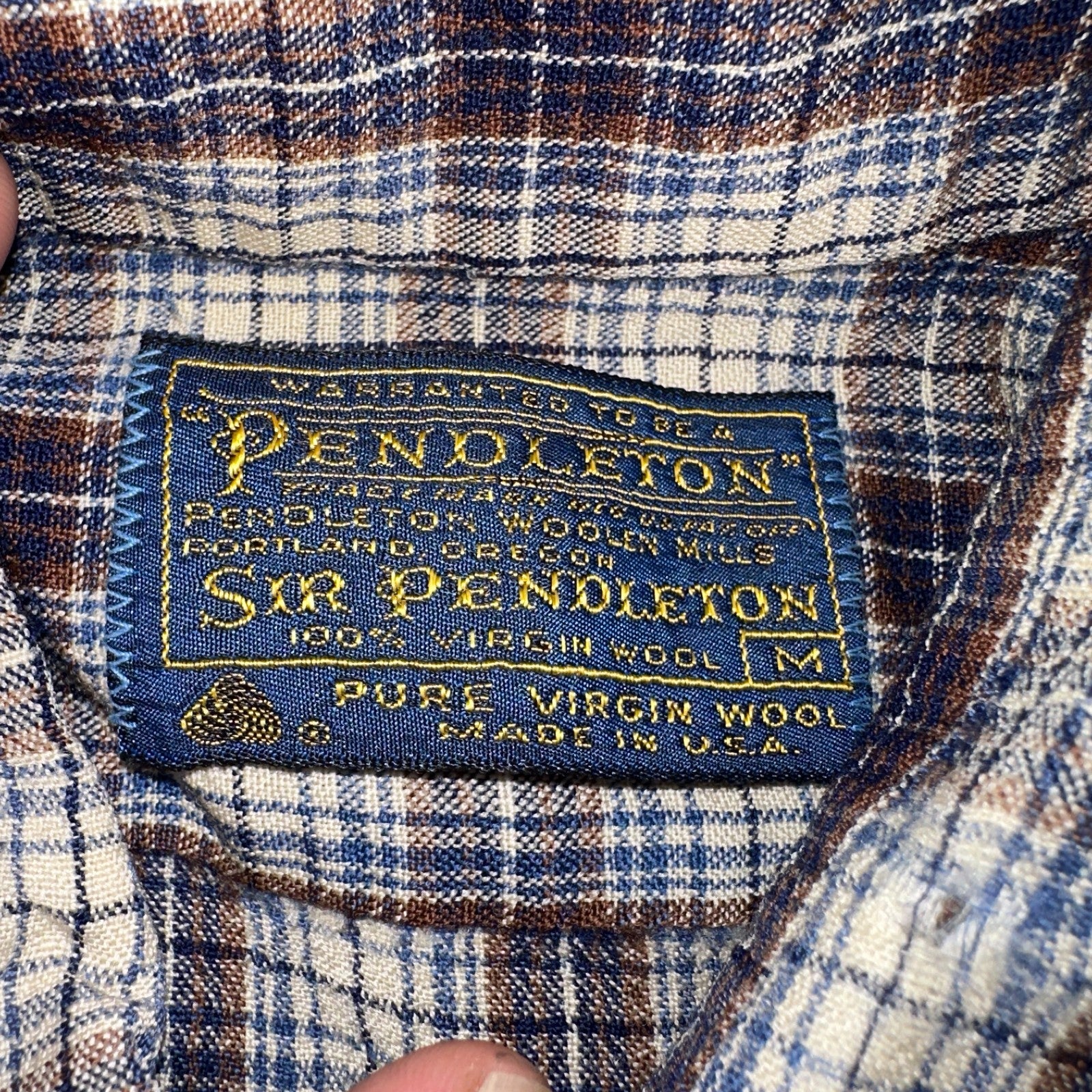 Vintage Pendleton Shirt Mens M Wool Plaid Flannel USA Button 1970s 70s Brown