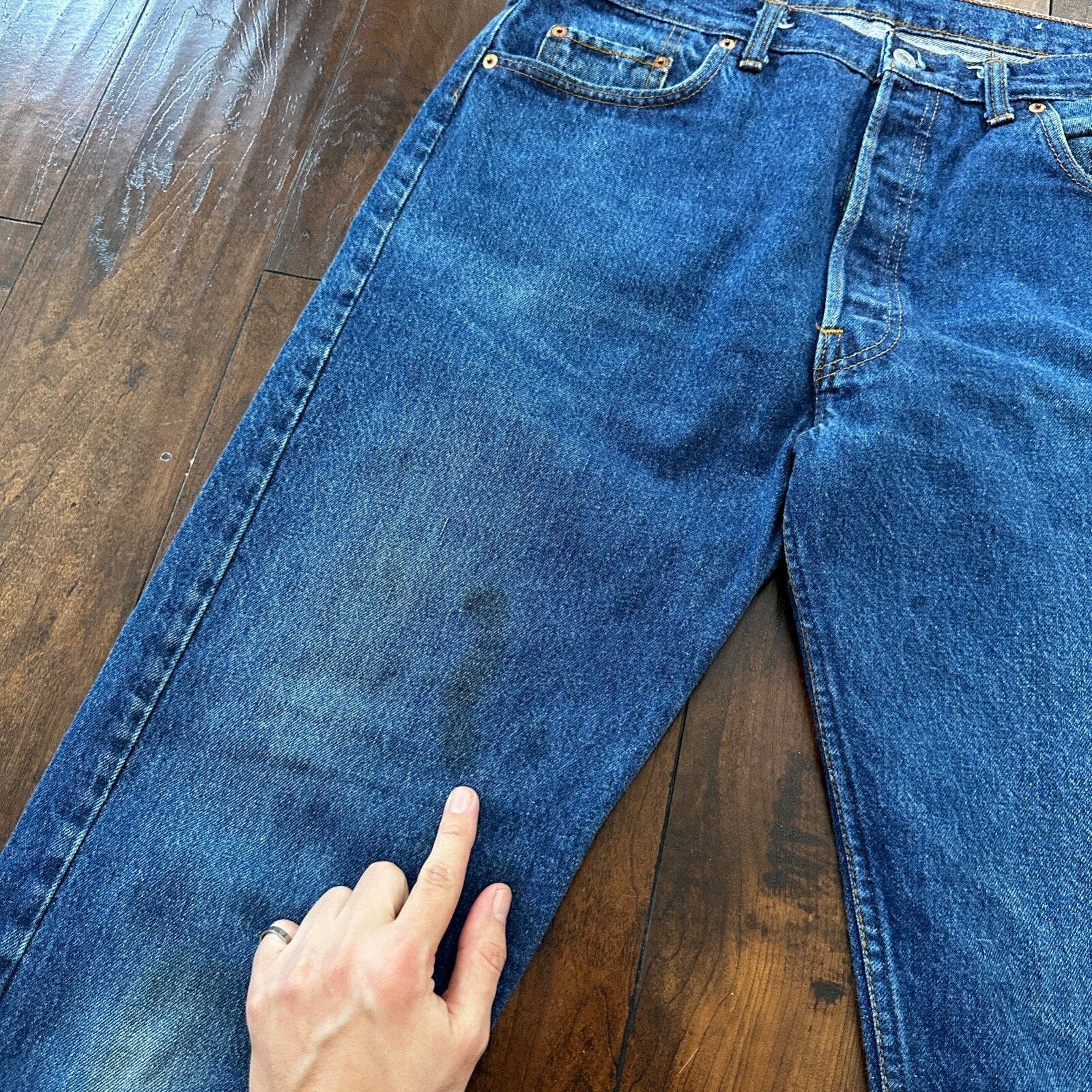 VTG 80s Levis 501 Button Fly 38x36 USA Tag Jeans Straight Wash Blue XX Act 34x32