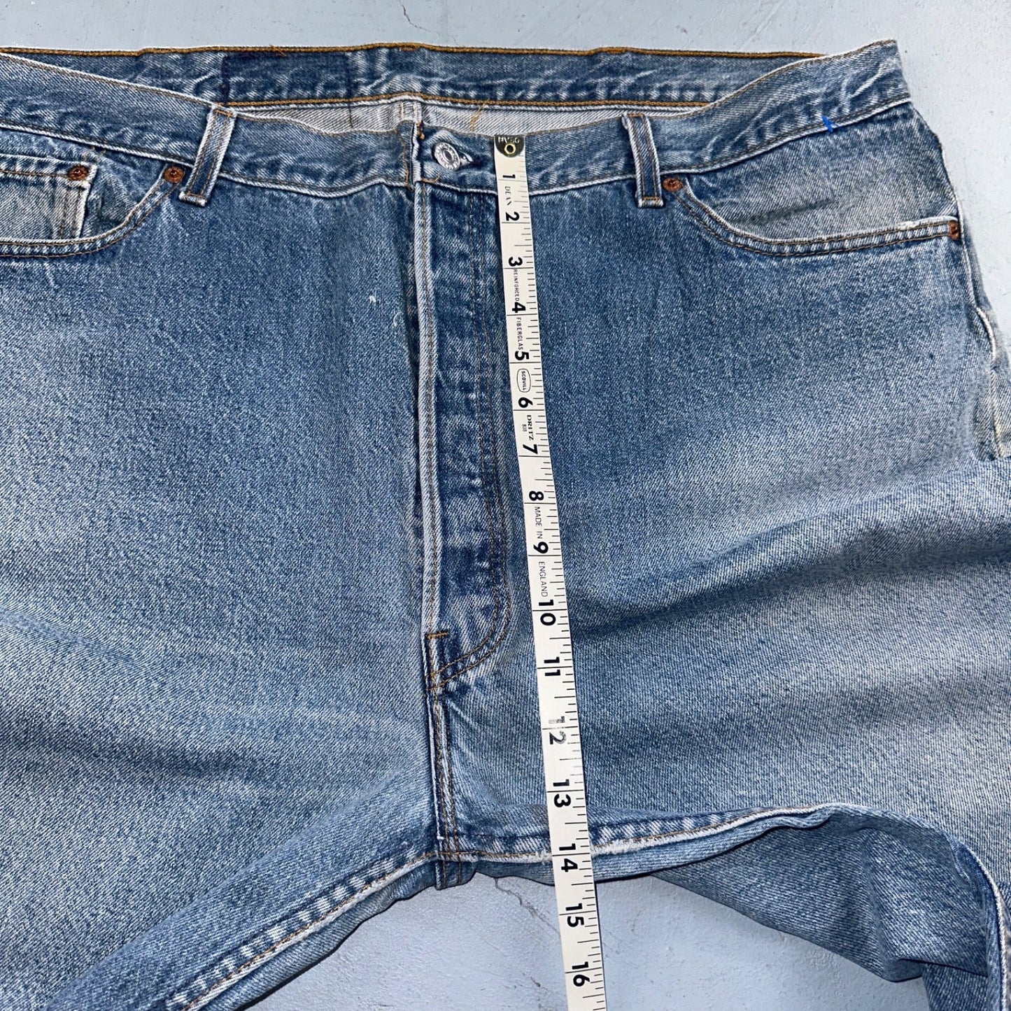 Levis 501 Vintage 90s USA XX Straight Leg Jeans Blue Light Wash 46x32 Act 42x28