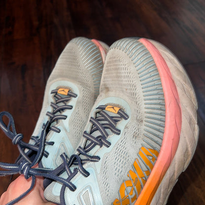 Hoka One One Bondi 10.5 Womens Cushioned Running Shoes Blue Haze Orange