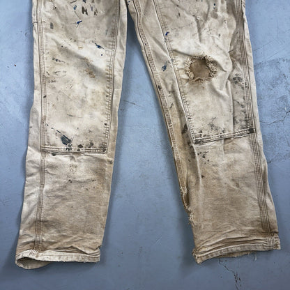 Carhartt VTG Double Knee Carpenter Pants USA B01 Brown Thrashed 34x34 Act 32x32