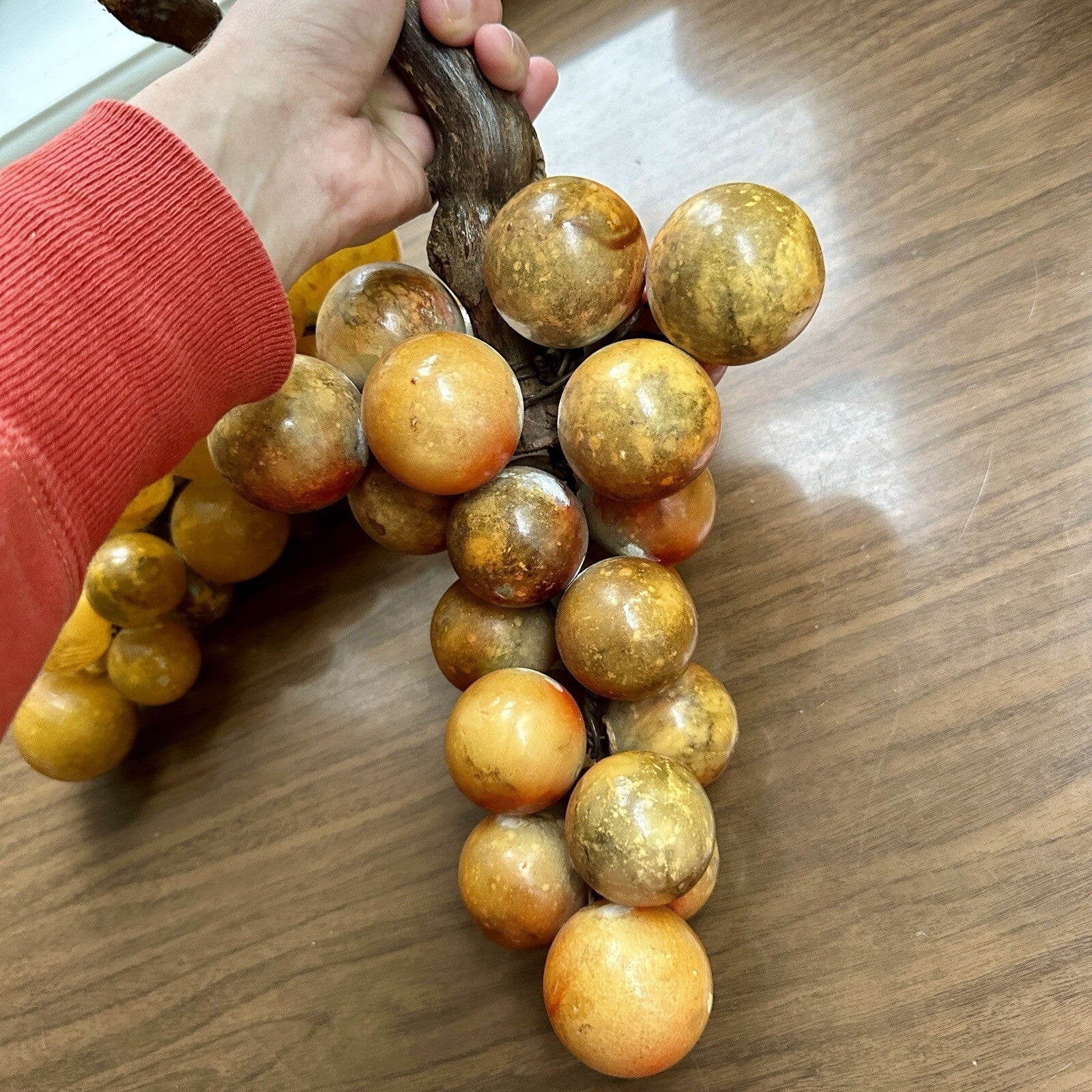 VTG Gold Lucite Acrylic Grapes Mid Century MCM Retro 1960s Cluster Yellow Set 2