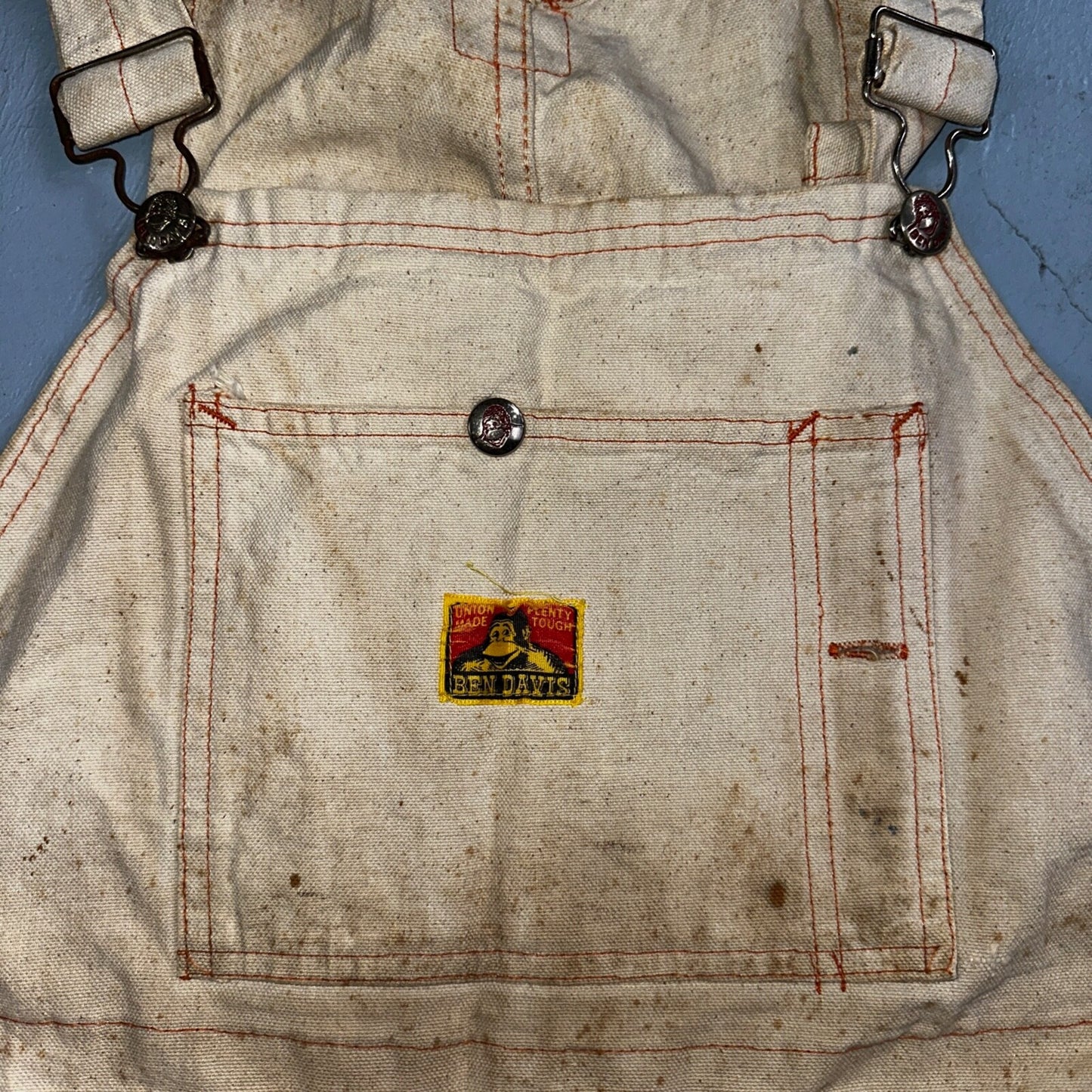 Ben Davis Vintage 60s Yellow Tag Canvas Overalls Pants Union 1960s USA Thrashed