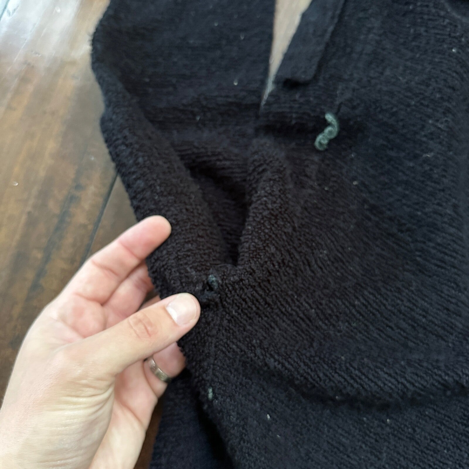 Vintage 60's Full Fashioned Acrylic Knit Cardigan Sweater Black Woman Size Small