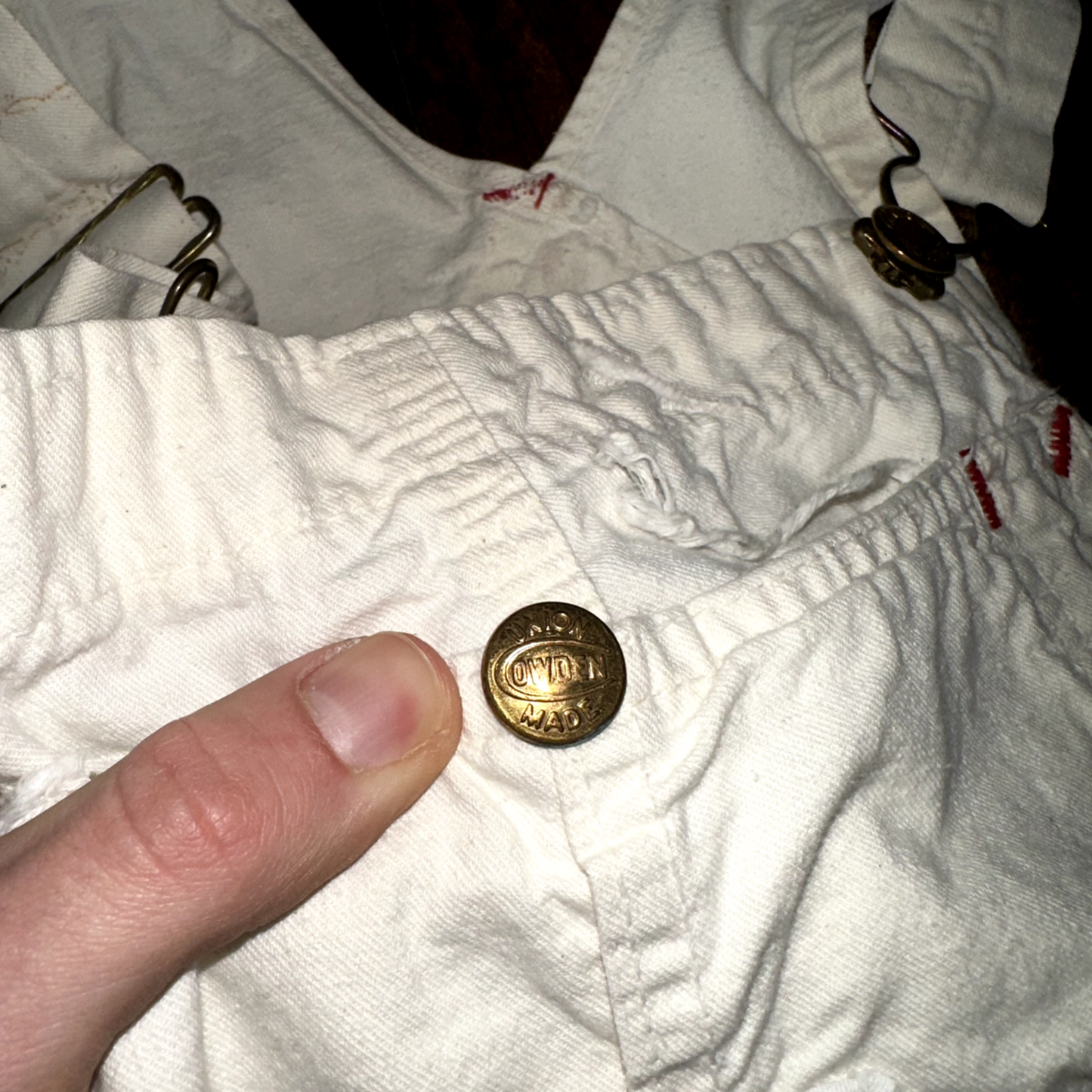 Powerhouse BIB Overalls MONTGOMERY WARD White Denim Workwear 60s 50s Union