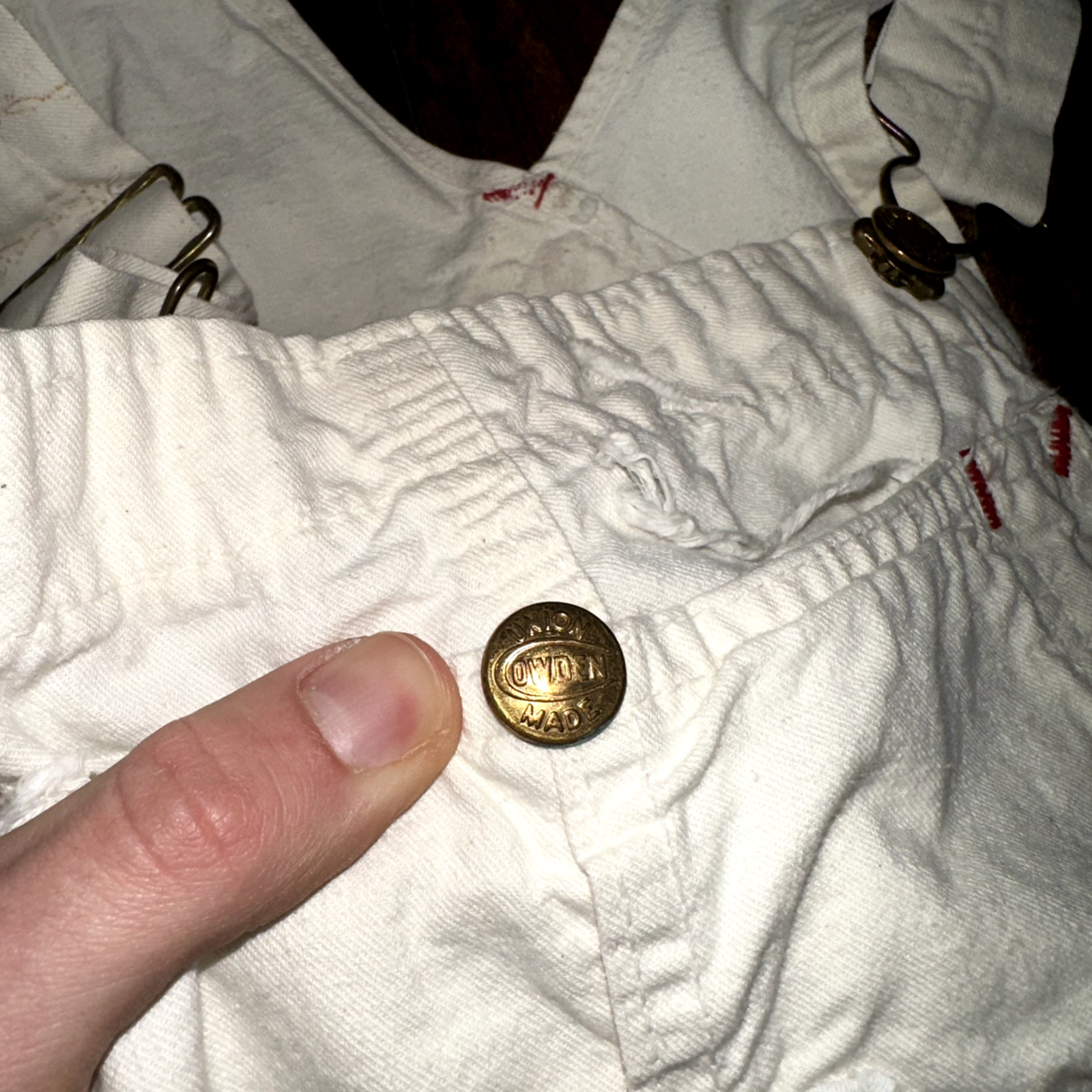 Powerhouse BIB Overalls MONTGOMERY WARD White Denim Workwear 60s 50s Union