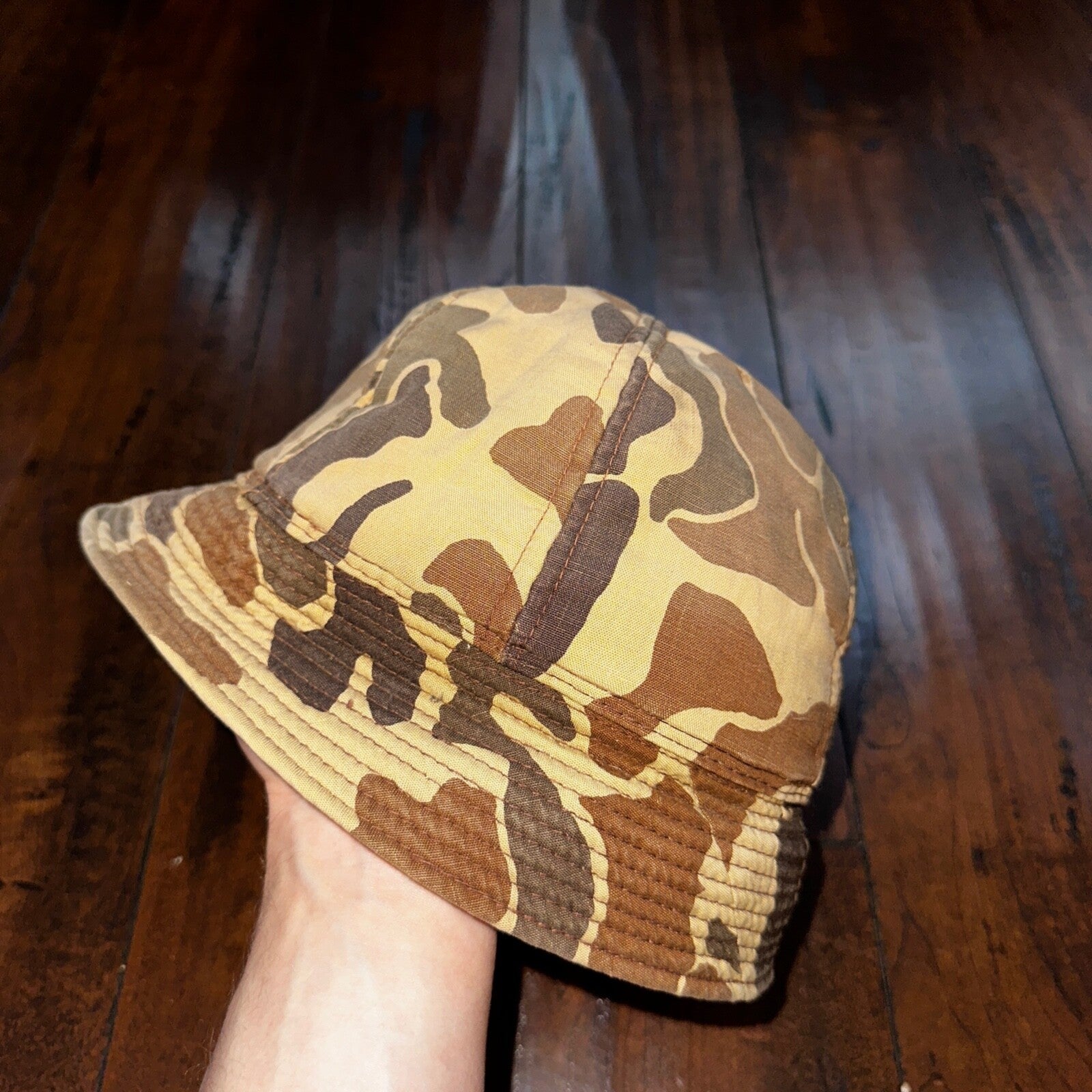 Frogskin Hunting 70s Fisherman Vintage Hat Bucket POST WWII Frog Skin USMC Camo