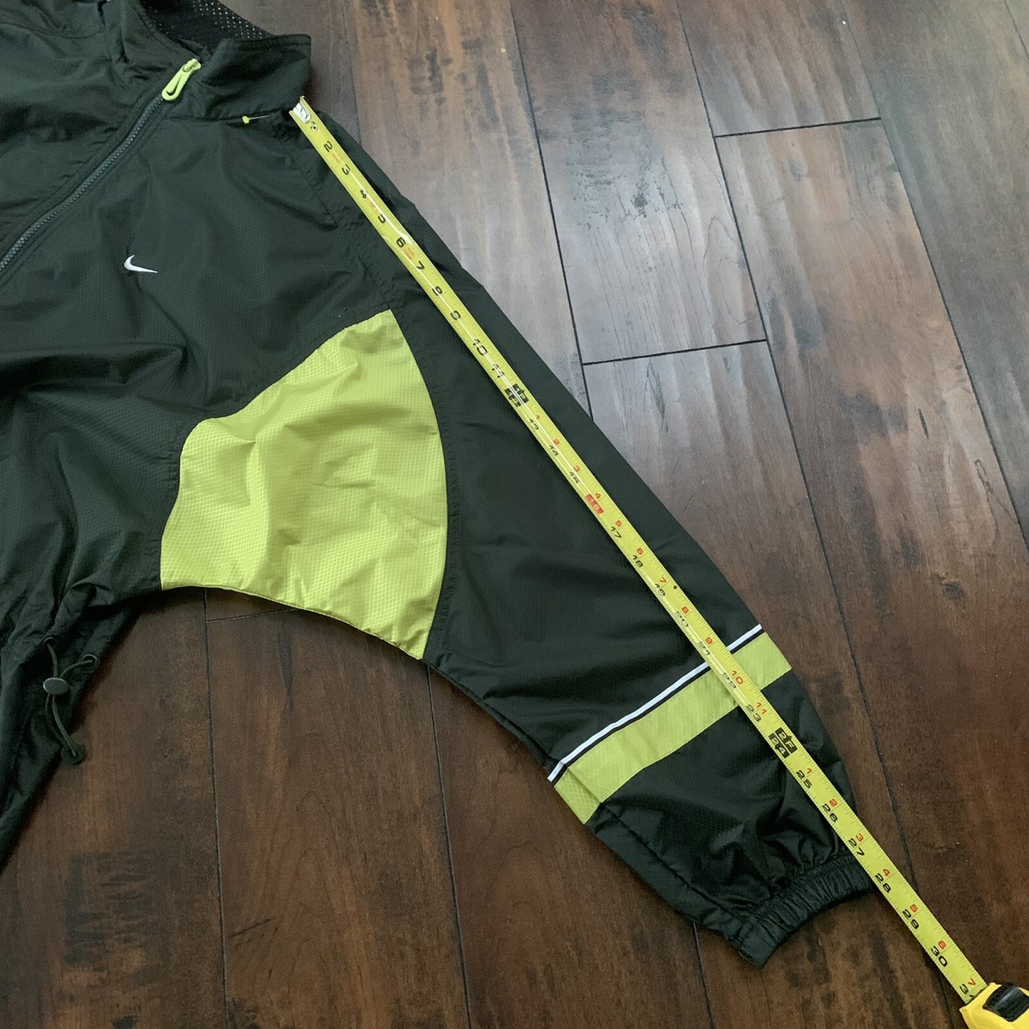 Vintage Nike Womens S 90s Windbreaker Forest Green Zip Pullover Cinch Jacket