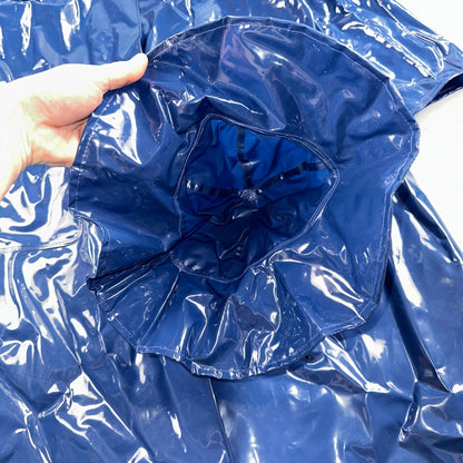 Liliput Womens Blue Trench Raincoat + Bucket Hat Polyester Rubber Vinyl 70s VTG