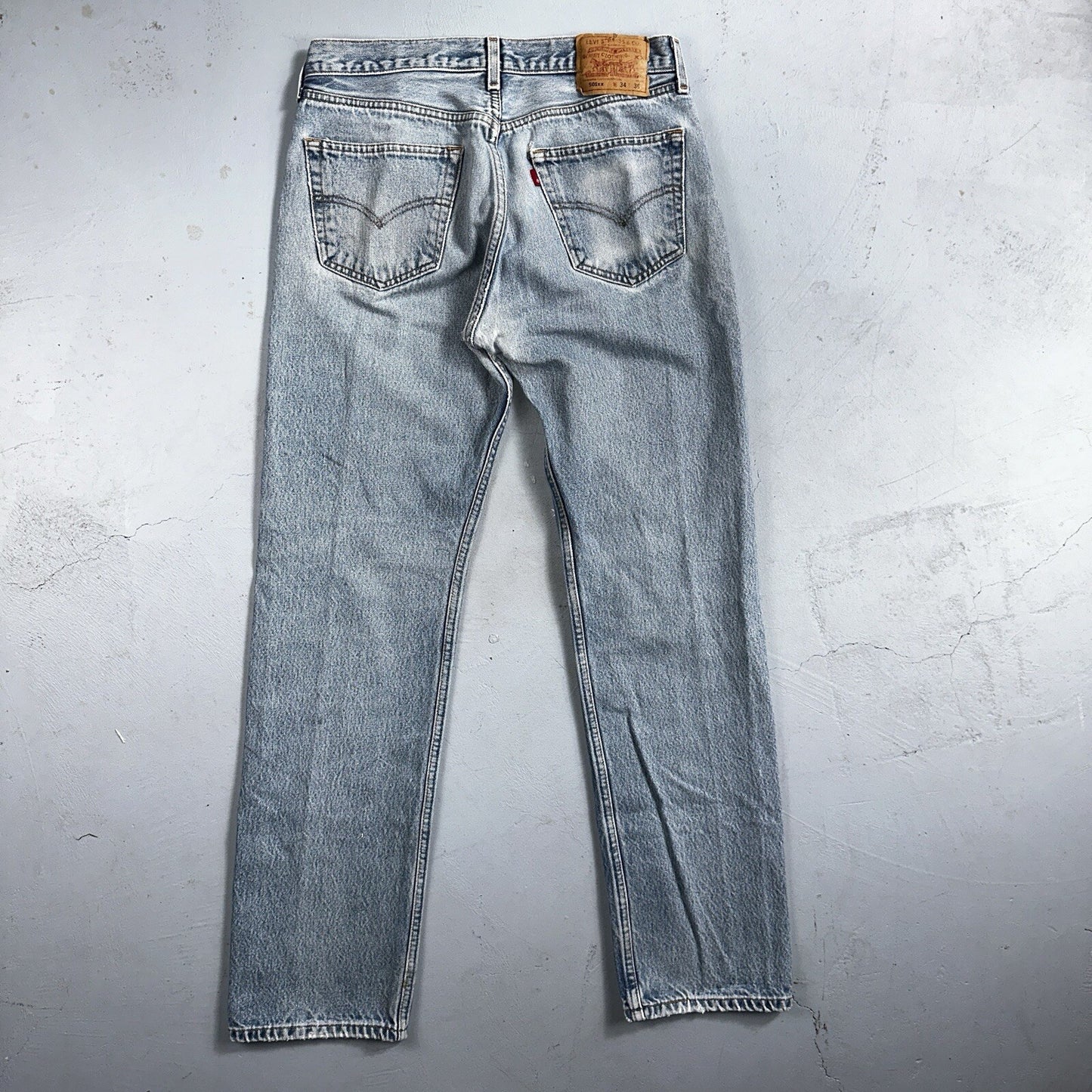 Levis 501 Vintage 90s XX Straight Leg Mexico Jeans 34x36 Light Wash Act 31x32