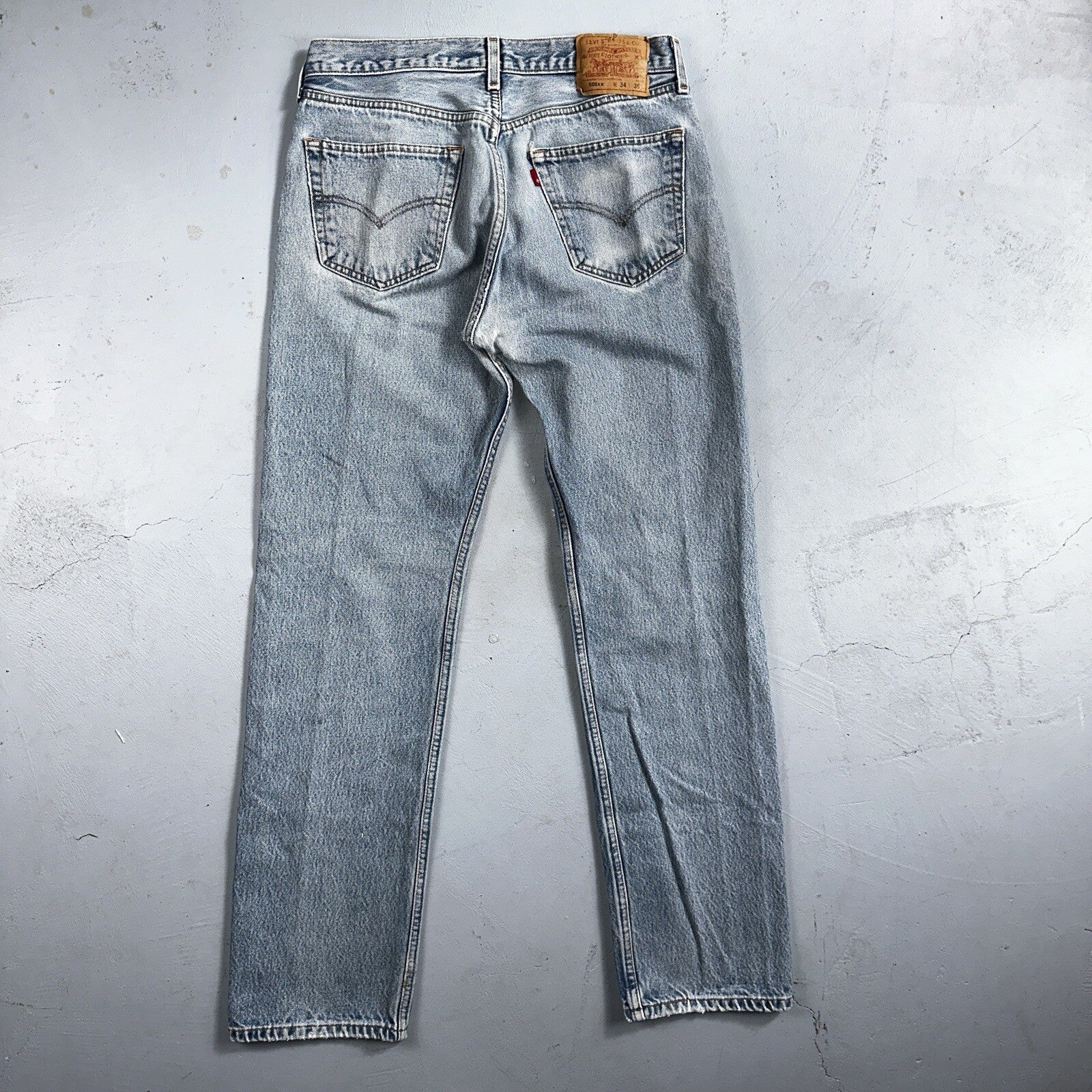 Levis 501 Vintage 90s XX Straight Leg Mexico Jeans 34x36 Light Wash Act 31x32