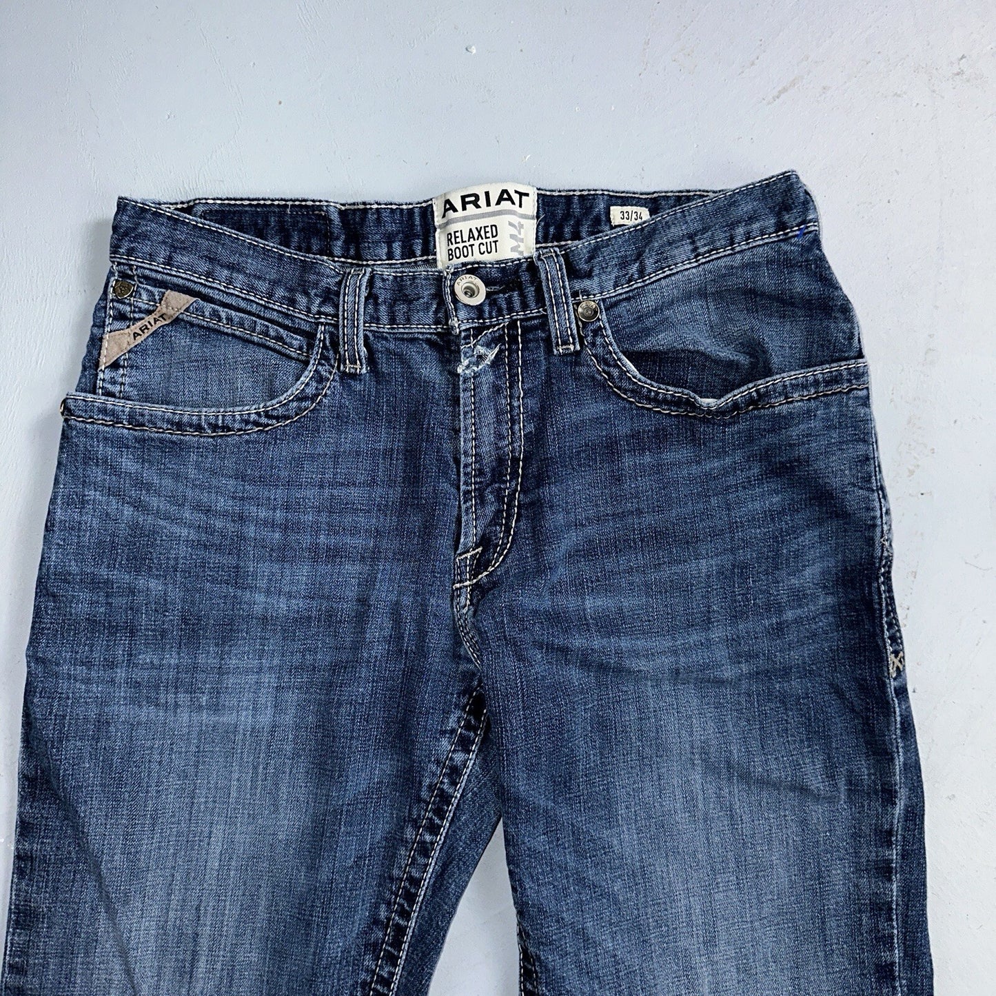 Ariat Jeans Mens 33x34 Blue M4 Boot Cut Relaxed Coltrane Jeans Denim Medium Wash