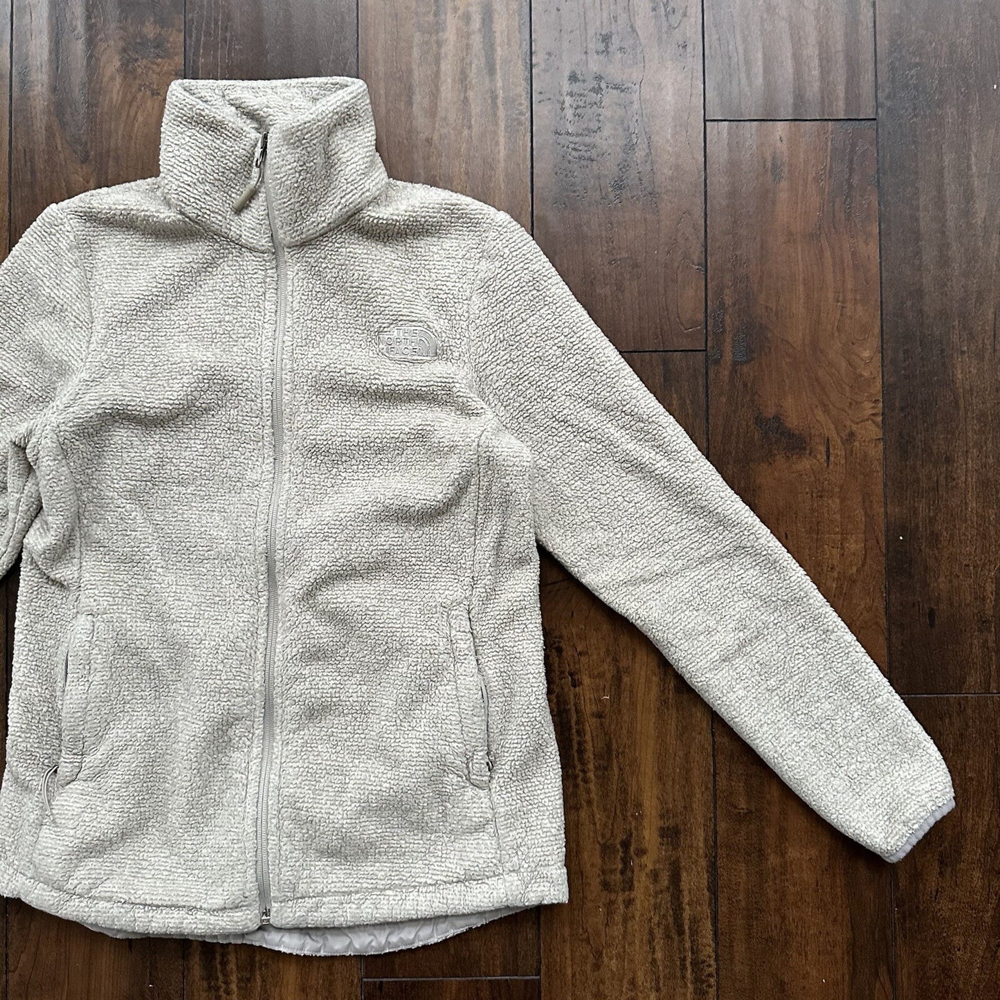 The North Face Fleece Jacket Womens Med Full Zip Sweatshirt Soft Oatmeal Sherpa