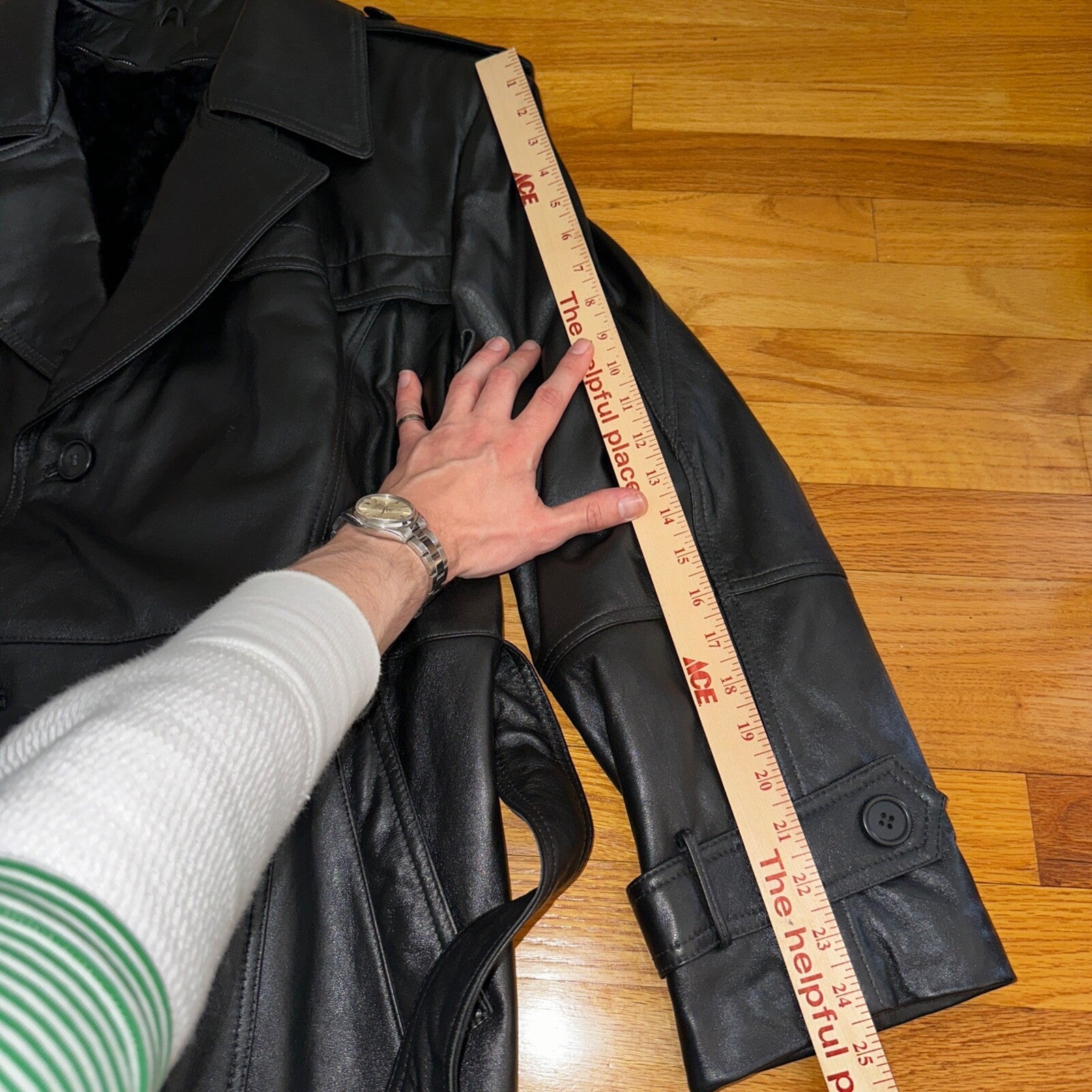 VTG Mens Long Length Vintage Leather Military Duster Custom Made Lined 1980s