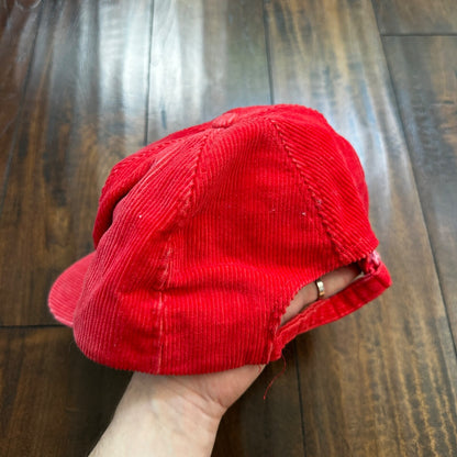 ABC Sports Corduroy Red VTG Hat Cap Snapback 80s TV Television Basketball