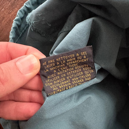 VTG Eddie Bauer Vest Mens M Green Blue Canvas Unlined Basic Cool Safari