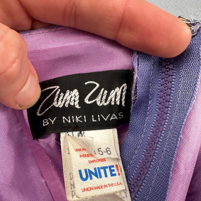 Zum Zum By Niki Livas Women's Purple Crop Skirt Beading Maxi Dress 5-6 USA Prom