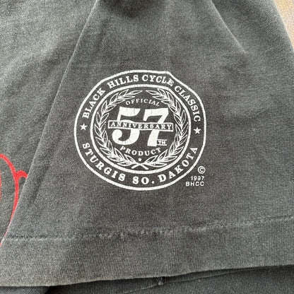 Sturgis Black Hills Rally 1997 Vintage T Shirt Black Harley Motorcycle Grunge XL