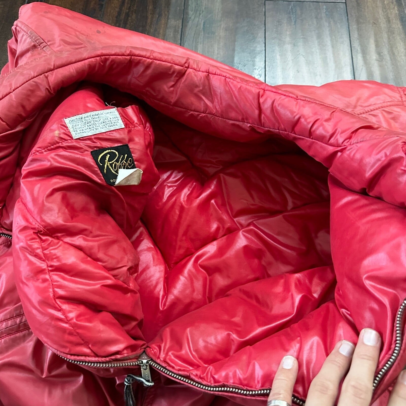 VTG 1960's Roffe Down Filled Ski Jacket Blue XL Mens Parka Red Warm