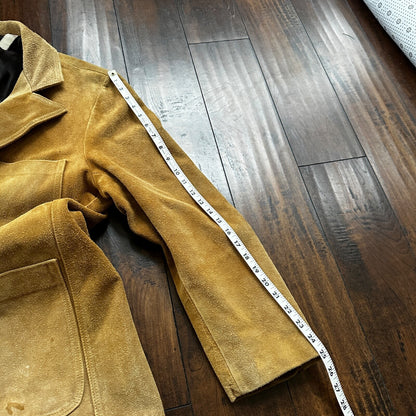 VTG 1960s Brown Leather Suede Hippie Western Coat Jacket 44 Rockabilly 60s 70s