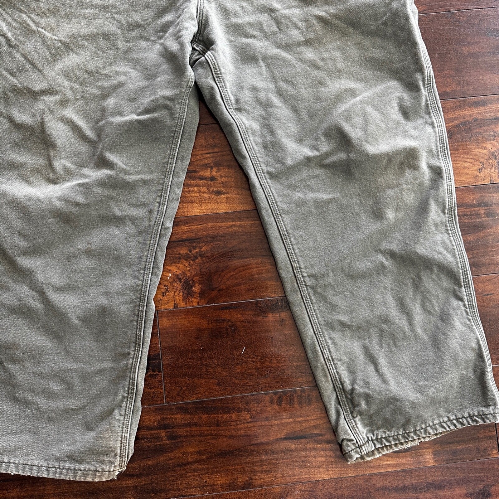 Carhartt Pants Men's 42X30 Flannel Lined Washed Duck VTG Fit B111-MOS Green