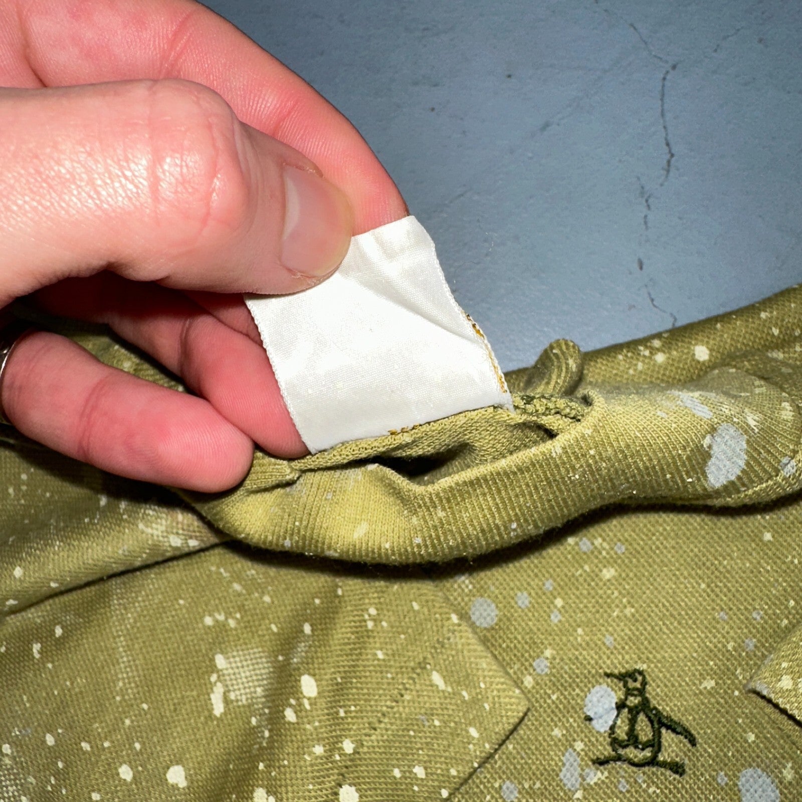 Penguin T-Shirt VTG Grand Slam Munsingwear 60s Green Paint Splatter Thrashed