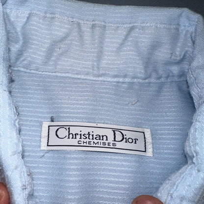 Christian Dior VTG Button Shirt Long Sleeve Men’s 16.5 Blue Basic Chemises QVV
