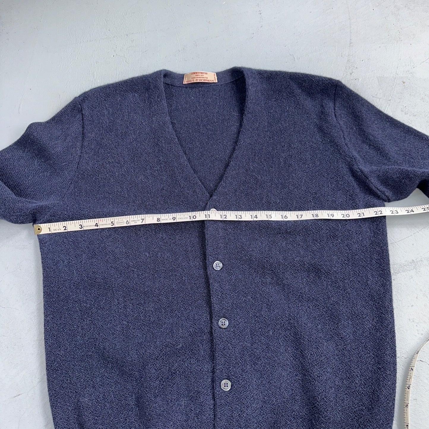 Lemmermayer Blue Sweater 100% Alpaca Cardigan Austria Maus & Hoffman Size 44 VTG