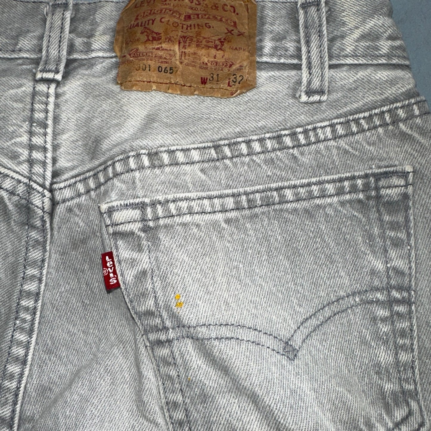 Levis 501 Vintage 80s USA XX Straight Leg Jeans Gray Acid Wash 31x32 Act 29x30