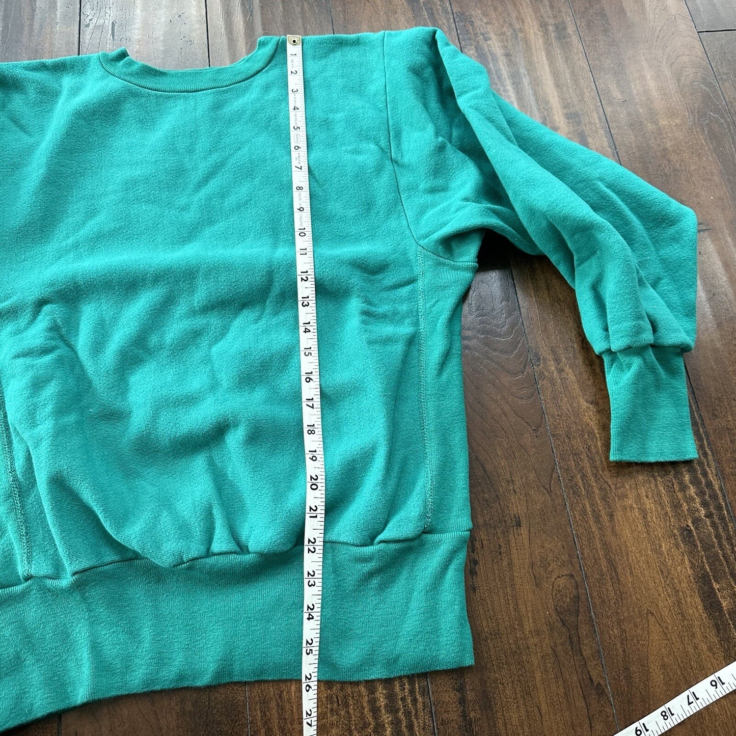 Vintage Champion 90s USA Teal Reverse Weave Sweatshirt Blank 70s Gusset Jumper