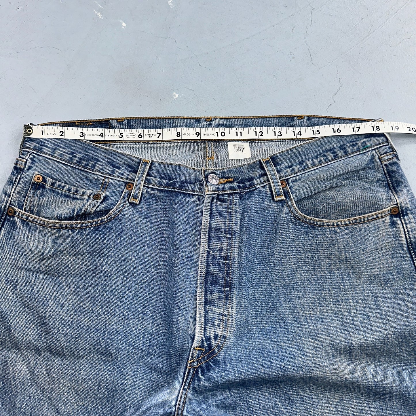 Levis 501 Vintage 90s Mexico Straight Leg Jeans Blue Light Wash 38x30 Act 37x31