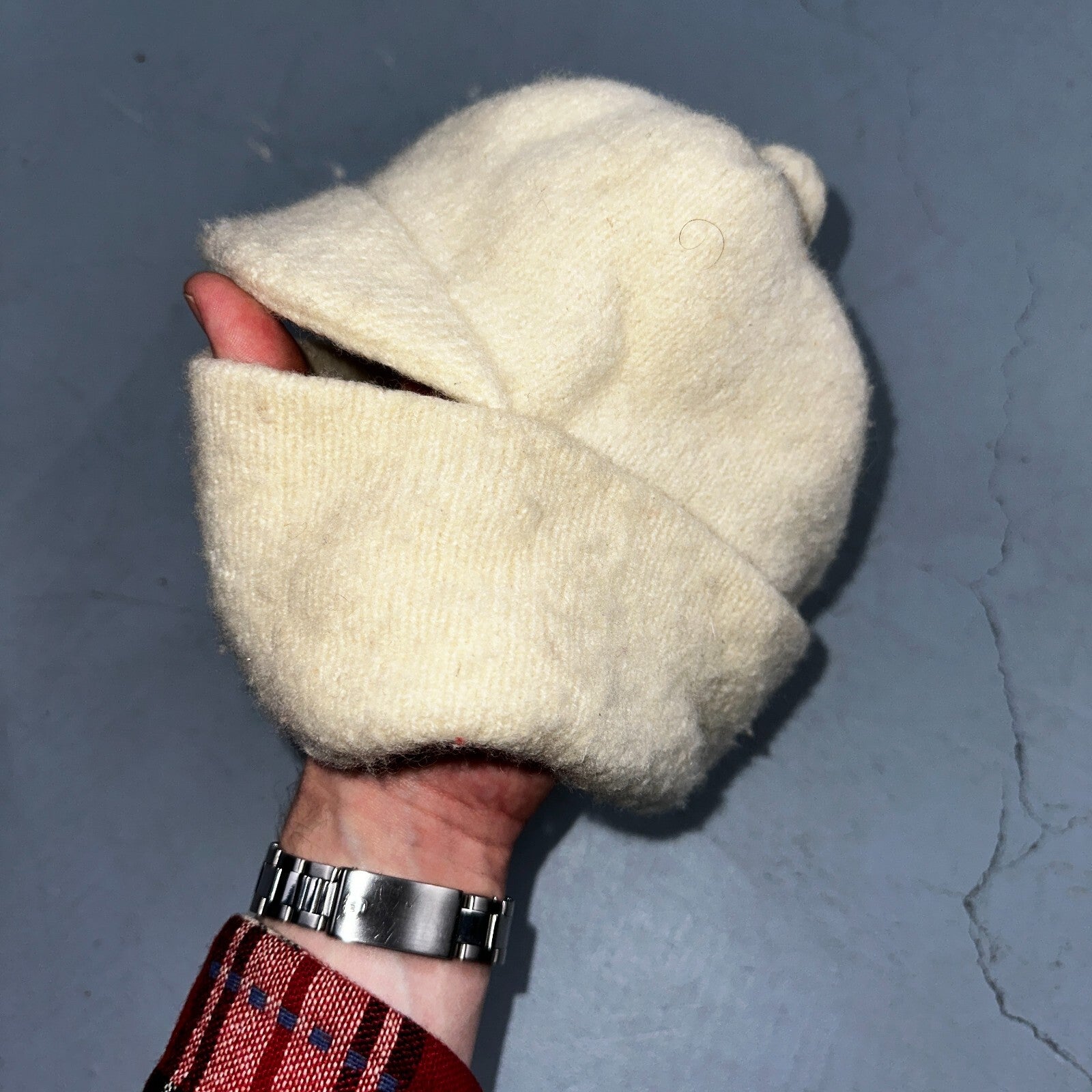 Vintage Ski Mask Small White Cream Balaclava 40s 50s Post WWII Rare Hat Wool