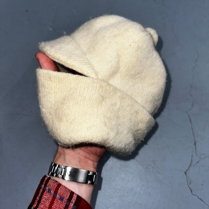 Vintage Ski Mask Small White Cream Balaclava 40s 50s Post WWII Rare Hat Wool