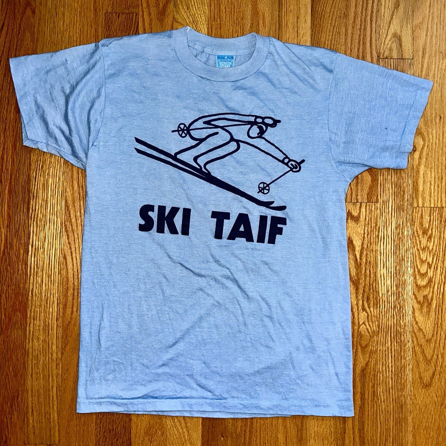 Ski Taif Rare VTG Screen Stars T Shirt 1970s 70s 80s Blue Sports Training Snow