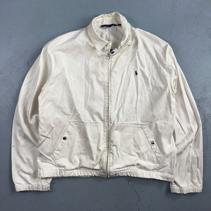 Vintage Polo Ralph Lauren Harrington Jacket White Cotton Size M USA Crop Fit
