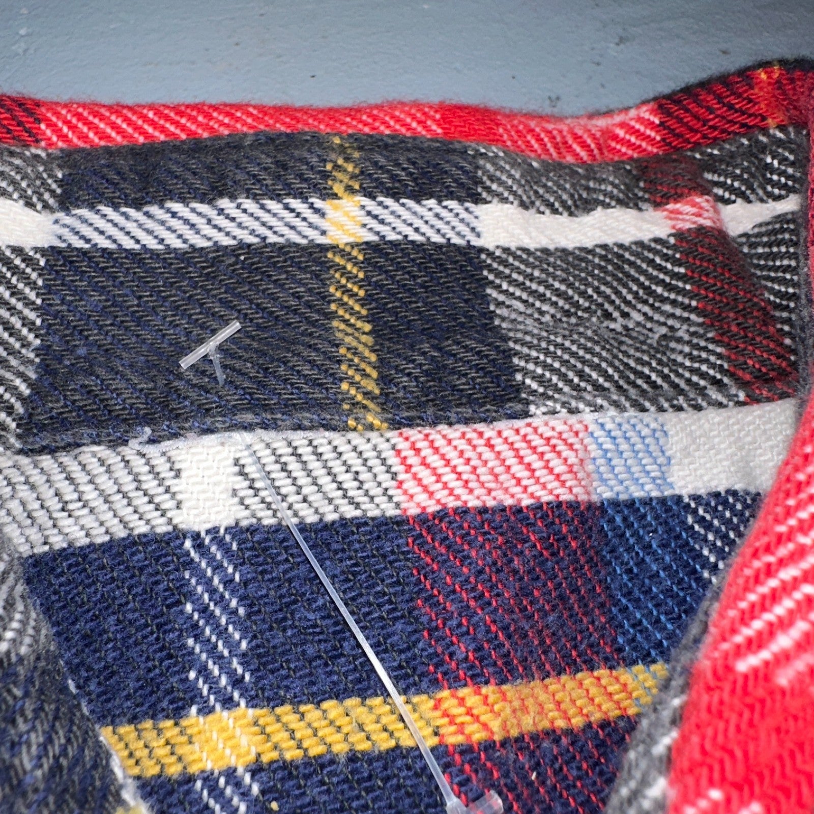 Vintage Five Brother Shirt Mens L Plaid Flannel Made in Black Red 1970s 70s