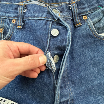 VTG 80s Levis 501 Button Fly 38x36 USA Tag Jeans Straight Wash Blue XX Act 34x32