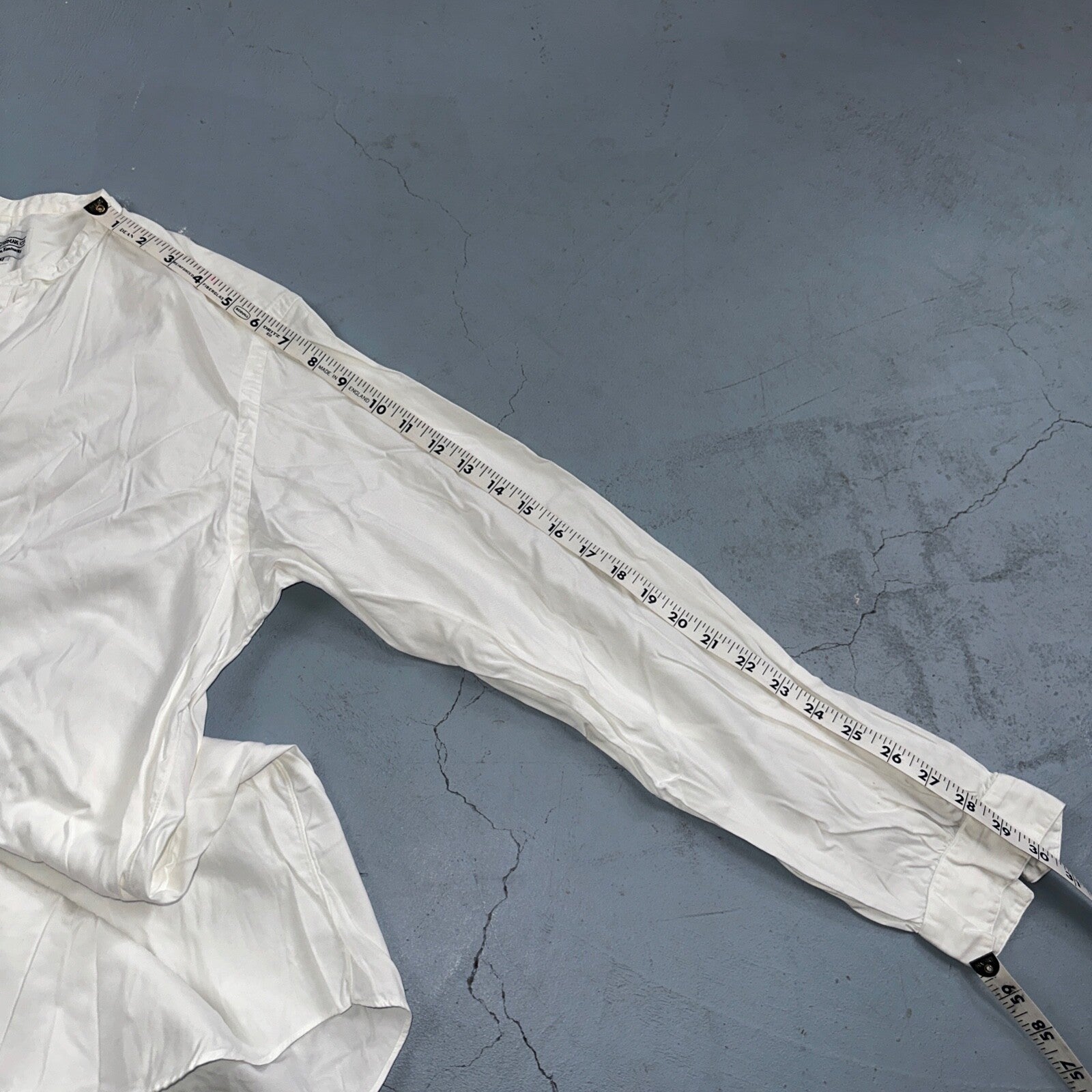 Vintage J Peterman Poet Shirt Men M White Popover Button Down Shirt Collar Less