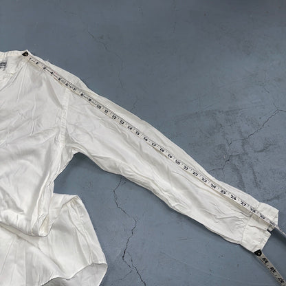 Vintage J Peterman Poet Shirt Men M White Popover Button Down Shirt Collar Less